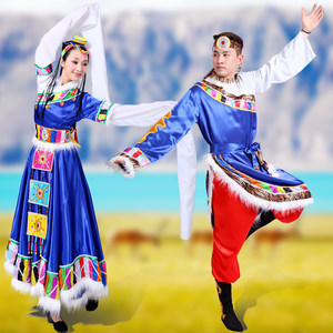 藏族衣服女演出服民族风藏装女新款舞蹈套装服装水袖卓玛成人2017